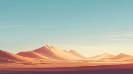 Serene Desert Landscape Under a Pale Blue Sky