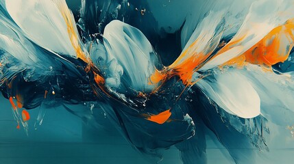 Abstract swirling paint, vibrant colors, dark background, design element