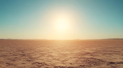 Bright Sun Over Vast Desert Landscape