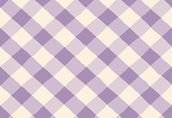 Fototapeta premium Seamless Purple and Cream Checkered Pattern: Optical Illusion Vector Graphic with Soft Pastel Colors, Overlapping Shapes for Modern Digital Backgrounds and Textiles