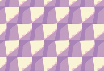 Modern Pastel Checkered Pattern: Seamless Purple and Cream Vector Graphic with Optical Illusion, Overlapping Shapes, Soft Color Palette for Digital Art


