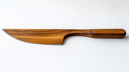 Obraz premium Wooden cheese knife on white background, food preparation