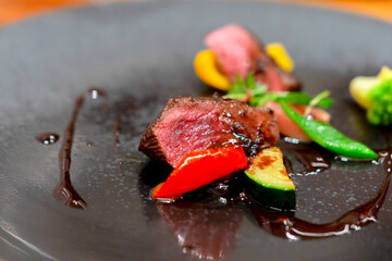 フランス料理　肉料理　鹿肉　美しい　芸術的