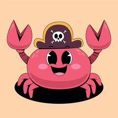 Cute pirate crab cartoon