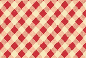 Elegant Gingham Background: Seamless Red and Cream Check Pattern for Stationery, Gift Wrap, and Digital Design, Soft Color Palette, Symmetrical Grid


