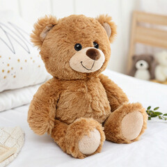 Obraz premium Cute brown teddy bear isolated on white background