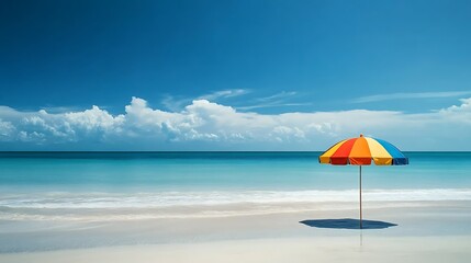 Colorful Beach Umbrella Under a Summer Sky