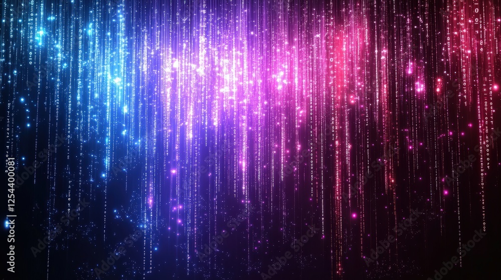 Poster stunning digital background featuring glowing neon data rain with elegant color gradients for a mode