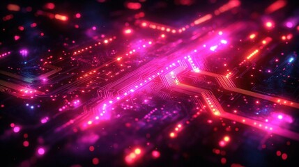 Abstract Glowing Pink And Red Digital Design