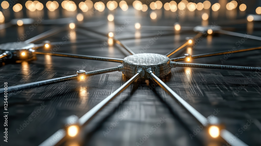 Poster digital representation of neural network with glowing connections