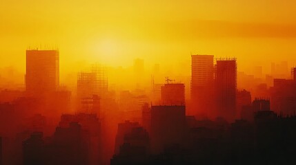 Fototapeta premium Golden Sunrise Over a City Skyline of Buildings