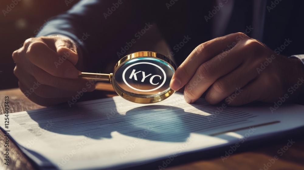 Poster a person holds a magnifying glass over a document featuring 