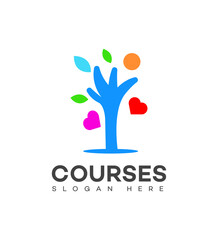 Colorful Hand Tree Logo for Educational Courses and Growth