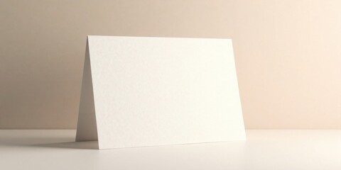 Blank White Card Mockup on Neutral Background, Ideal for Invitation or Announcement Design Presentation
