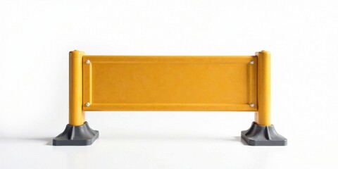 A simple yellow barrier with gray bases, ideal for various applications and offering a clean, minimalist aesthetic.