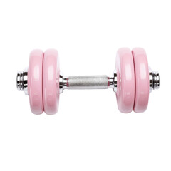 Fototapeta premium pink dumbbell with silver handle, ideal for fitness and strength training. This stylish equipment adds vibrant touch to any workout routine