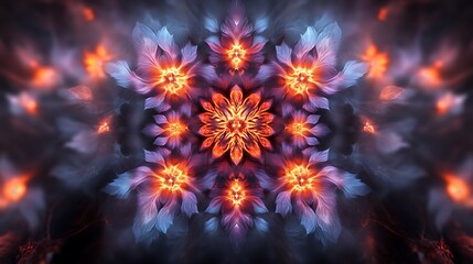 Fiery Floral Mandala Abstract Art Design