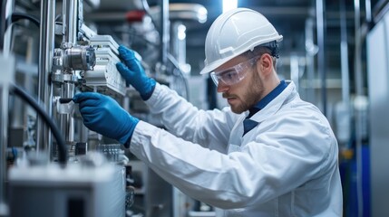 Engineers working on high-tech equipment in a modern data center