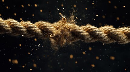 Rope Breaking Under Strain, Dark Background, Studio Shot, Concept Image
