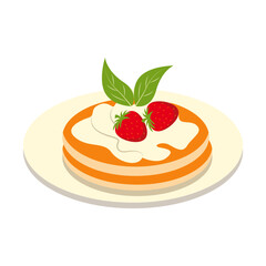 Delicious Pancake Cartoon Illustration. Isolated on White Background. 