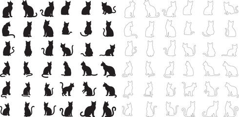Obraz premium Silhouette cat icon vector art illustration with white background