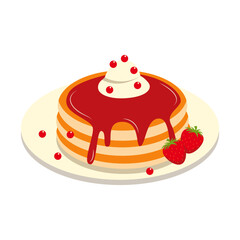 Delicious Pancake Cartoon Illustration. Isolated on White Background. 