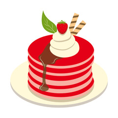 Delicious Pancake Cartoon Illustration. Isolated on White Background. 