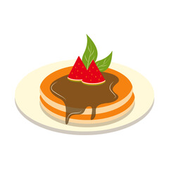 Delicious Pancake Cartoon Illustration. Isolated on White Background. 