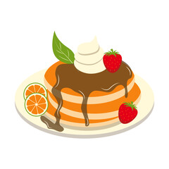 Delicious Pancake Cartoon Illustration. Isolated on White Background. 