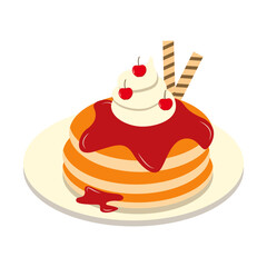 Delicious Pancake Cartoon Illustration. Isolated on White Background. 