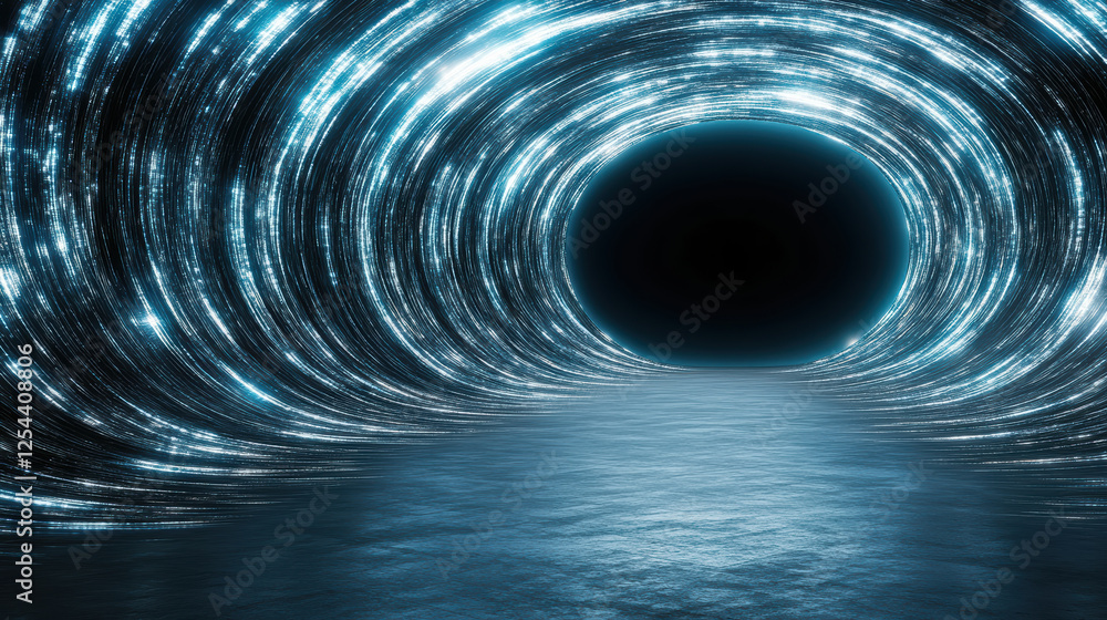 Poster mesmerizing visualization of quantum entanglement with glowing light waves