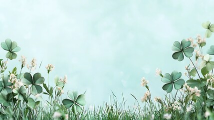 St. Patrick's day celebration with clover and flowers in vibrant nature scenic viewpoint