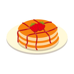 Delicious Pancake Cartoon Illustration. Isolated on White Background. 