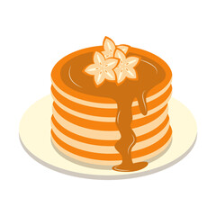 Delicious Pancake Cartoon Illustration. Isolated on White Background. 