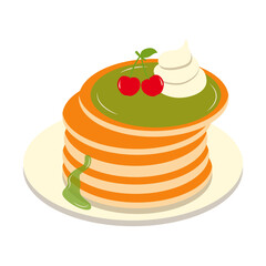 Delicious Pancake Cartoon Illustration. Isolated on White Background. 