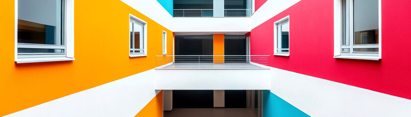 Vibrant modern architecture featuring colorful walls and design.