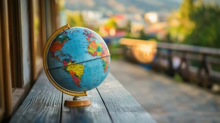 Spinning Earth globe showing continents and oceans