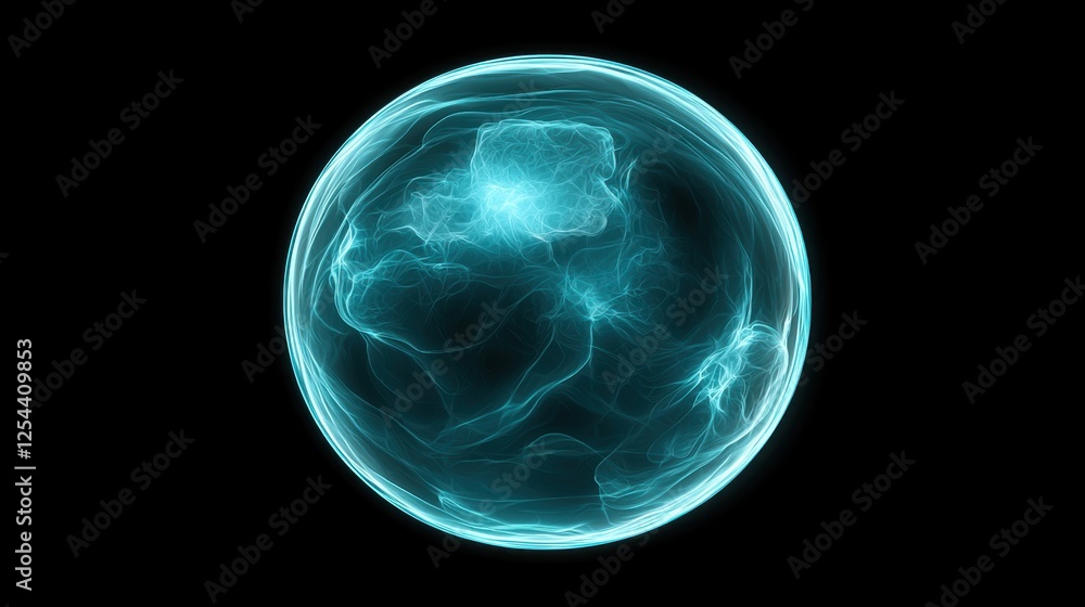 Poster a glowing earth floating in deep space, with a subtle aura and open copy space.