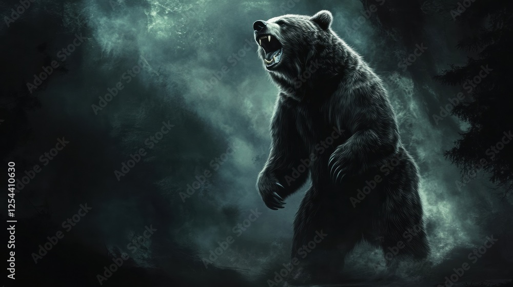Aufkleber majestic bear roaming through a misty forest during twilight hours capturing the essence of wilderne