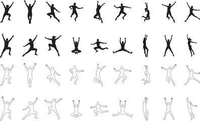 Silhouette of Jumping People set collection
