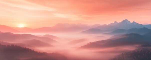 Misty Mountain Sunrise: A Serene Panorama