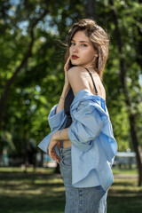 Portrait of a young beautiful brunette girl