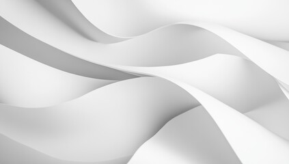 Abstract White Curves and Shapes, Geometric Pattern, Modern Minimalist Background
