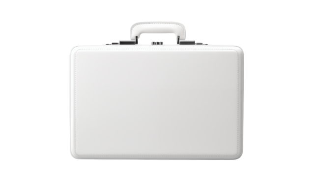 White briefcase on black background business concept
