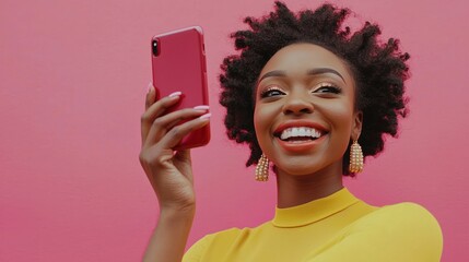 Influencer taking selfies for a brand partnership on social media