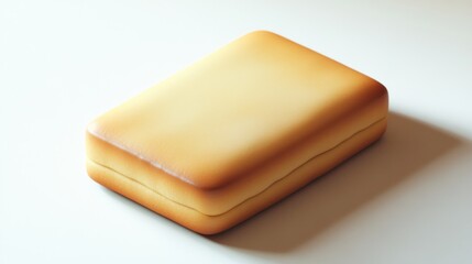 Rectangular bread loaf on white background, baking