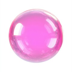 Obraz premium Isolated Shiny Pink Bubble with Glossy Surface and Reflective Highlights on a White Background for Creative Design and Artistic Concepts