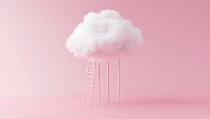 Cloud on a Pink Background with Ladders