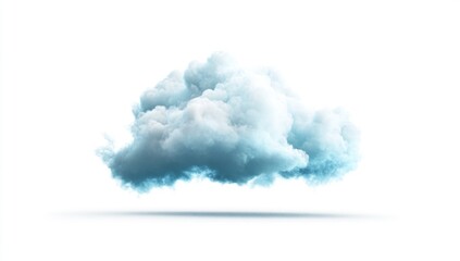 Single Blue Cloud on White Background