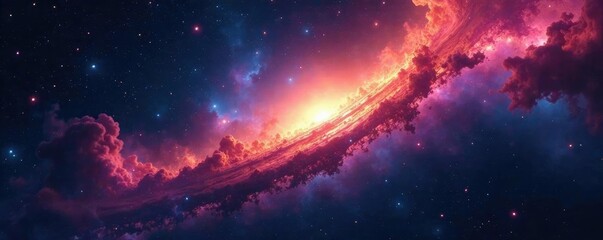 glowing filaments stretch across the vast expanse of space, nebula, galaxy,